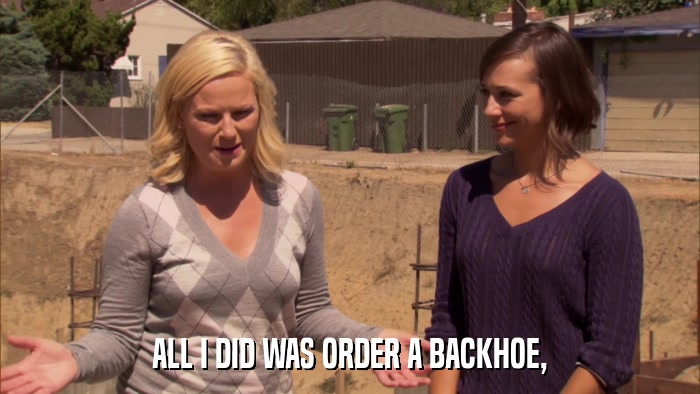ALL I DID WAS ORDER A BACKHOE,  