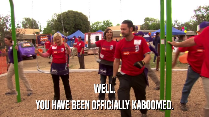 WELL. YOU HAVE BEEN OFFICIALLY KABOOMED. 