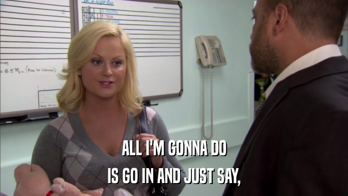 ALL I'M GONNA DO IS GO IN AND JUST SAY, 