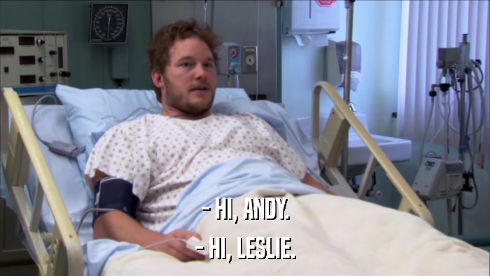 - HI, ANDY. - HI, LESLIE. 