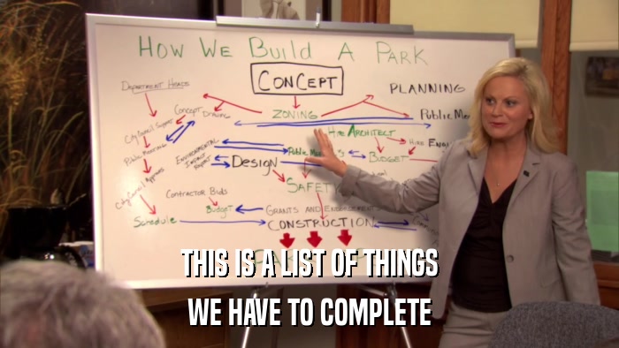 THIS IS A LIST OF THINGS WE HAVE TO COMPLETE 