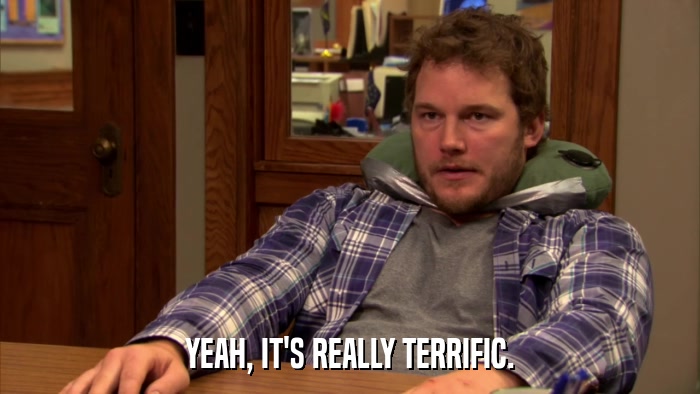 YEAH, IT'S REALLY TERRIFIC.  