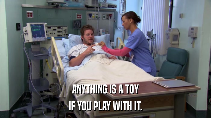 ANYTHING IS A TOY IF YOU PLAY WITH IT. 