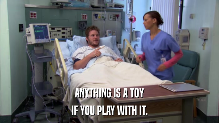 ANYTHING IS A TOY IF YOU PLAY WITH IT. 