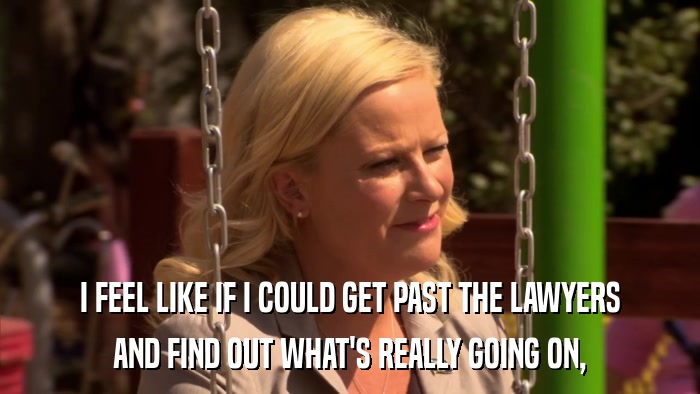 I FEEL LIKE IF I COULD GET PAST THE LAWYERS AND FIND OUT WHAT'S REALLY GOING ON, 