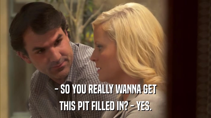 - SO YOU REALLY WANNA GET THIS PIT FILLED IN? - YES. 