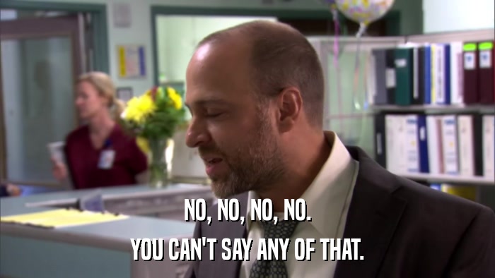 NO, NO, NO, NO. YOU CAN'T SAY ANY OF THAT. 