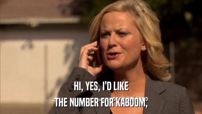 HI, YES, I'D LIKE THE NUMBER FOR KABOOM, 