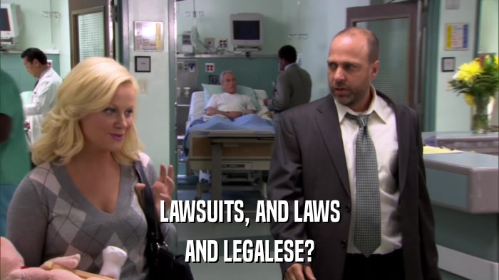 LAWSUITS, AND LAWS AND LEGALESE? 