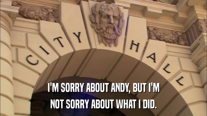 I'M SORRY ABOUT ANDY, BUT I'M NOT SORRY ABOUT WHAT I DID. 