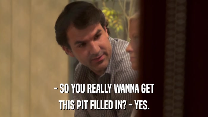 - SO YOU REALLY WANNA GET THIS PIT FILLED IN? - YES. 