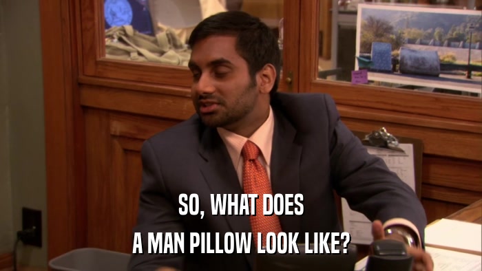 SO, WHAT DOES A MAN PILLOW LOOK LIKE? 
