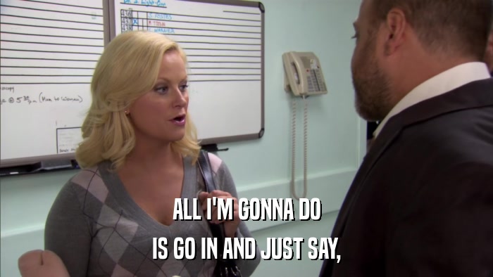 ALL I'M GONNA DO IS GO IN AND JUST SAY, 