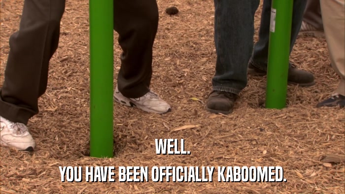 WELL. YOU HAVE BEEN OFFICIALLY KABOOMED. 