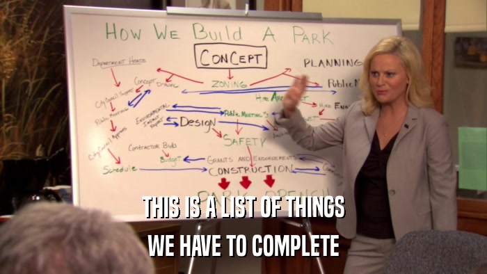 THIS IS A LIST OF THINGS WE HAVE TO COMPLETE 