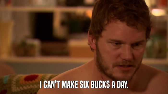 I CAN'T MAKE SIX BUCKS A DAY.  