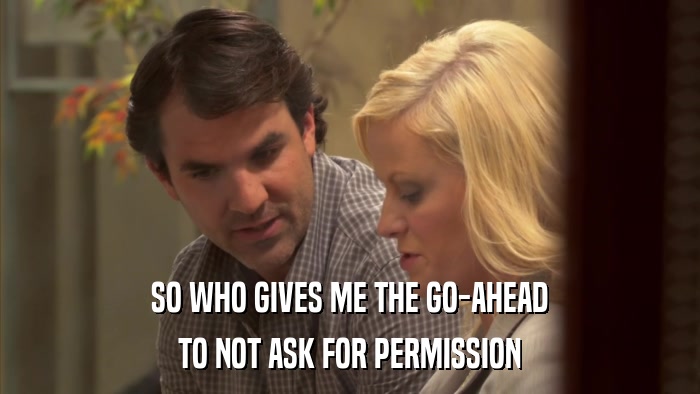 SO WHO GIVES ME THE GO-AHEAD TO NOT ASK FOR PERMISSION 