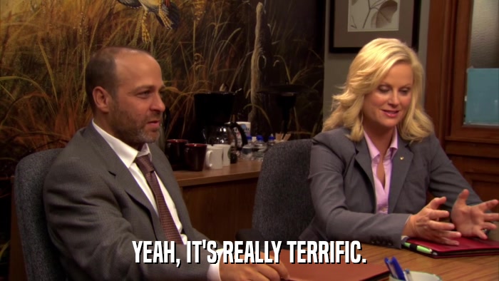 YEAH, IT'S REALLY TERRIFIC.  