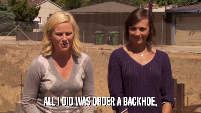ALL I DID WAS ORDER A BACKHOE,  