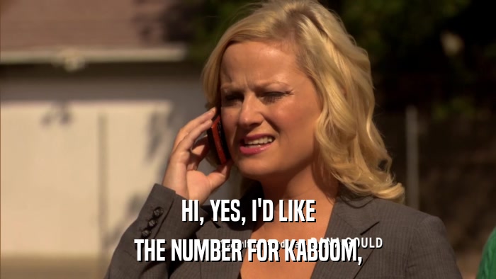 HI, YES, I'D LIKE THE NUMBER FOR KABOOM, 