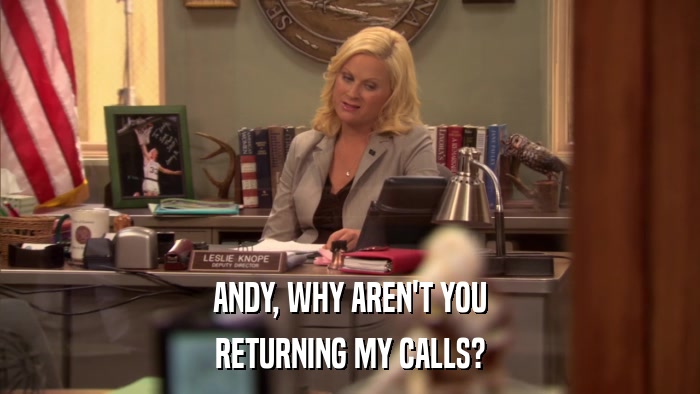 ANDY, WHY AREN'T YOU RETURNING MY CALLS? 