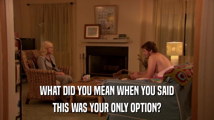 WHAT DID YOU MEAN WHEN YOU SAID THIS WAS YOUR ONLY OPTION? 