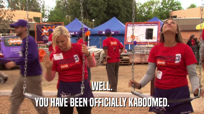 WELL. YOU HAVE BEEN OFFICIALLY KABOOMED. 