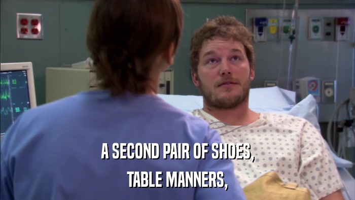 A SECOND PAIR OF SHOES, TABLE MANNERS, 