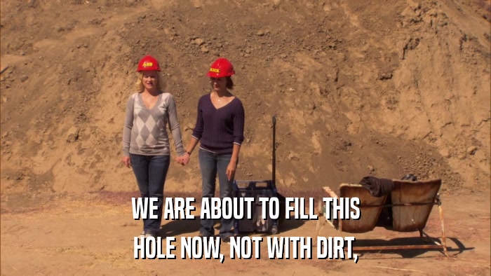 WE ARE ABOUT TO FILL THIS HOLE NOW, NOT WITH DIRT, 