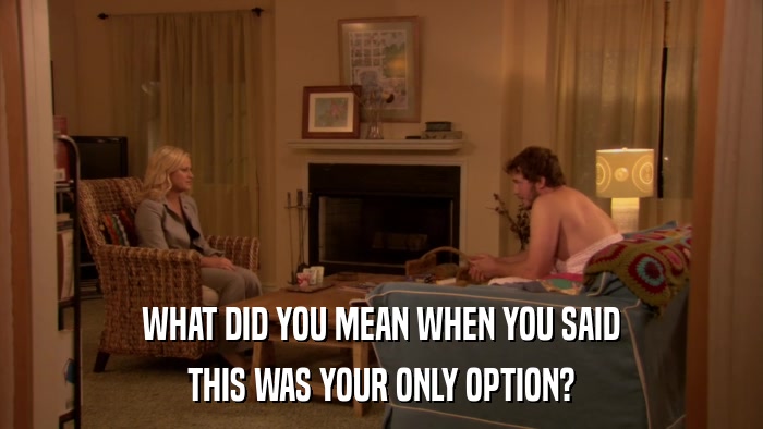 WHAT DID YOU MEAN WHEN YOU SAID THIS WAS YOUR ONLY OPTION? 