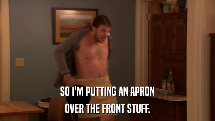 SO I'M PUTTING AN APRON OVER THE FRONT STUFF. 