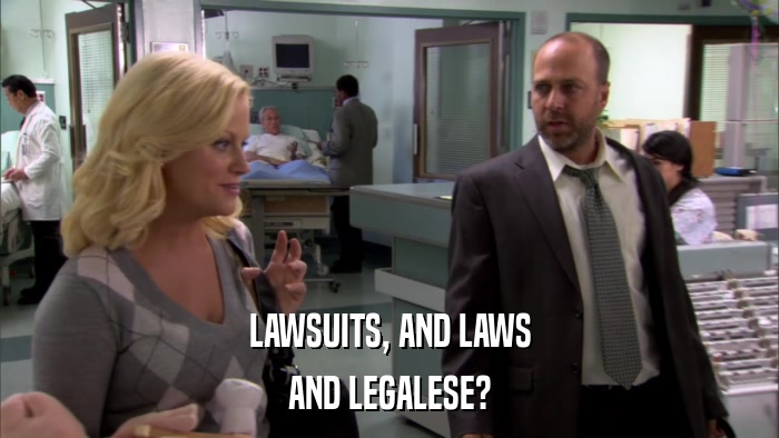 LAWSUITS, AND LAWS AND LEGALESE? 