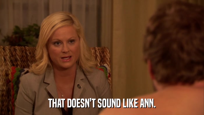 THAT DOESN'T SOUND LIKE ANN.  