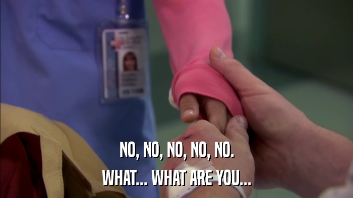 NO, NO, NO, NO, NO. WHAT... WHAT ARE YOU... 