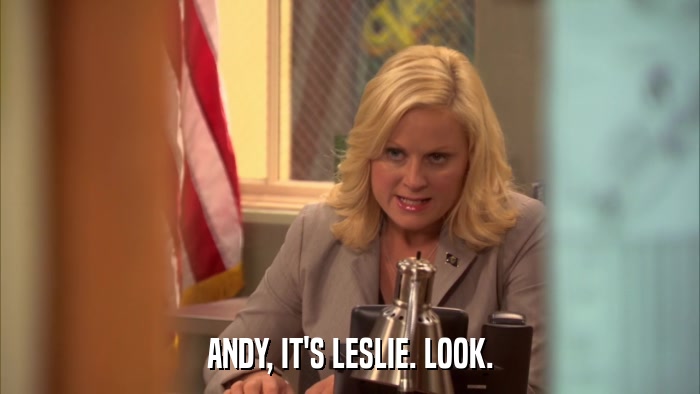 ANDY, IT'S LESLIE. LOOK.  