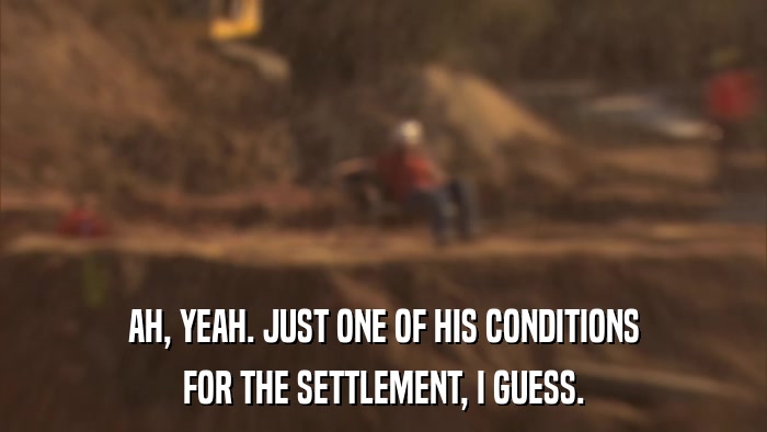 AH, YEAH. JUST ONE OF HIS CONDITIONS FOR THE SETTLEMENT, I GUESS. 
