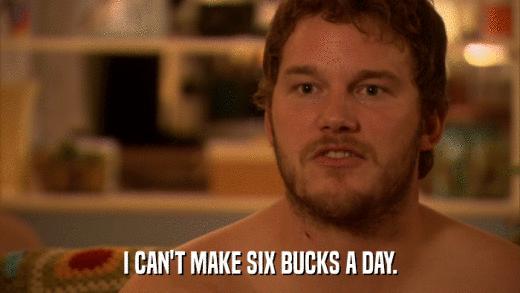 I CAN'T MAKE SIX BUCKS A DAY.  