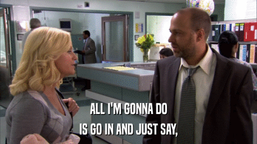 ALL I'M GONNA DO IS GO IN AND JUST SAY, 