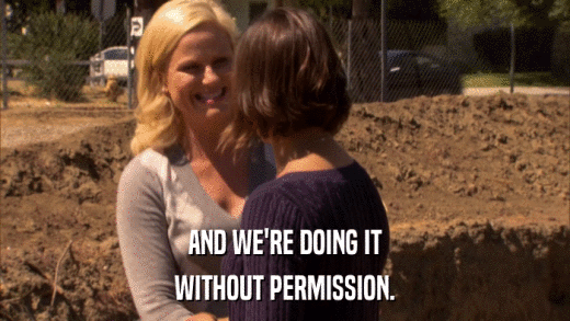 AND WE'RE DOING IT WITHOUT PERMISSION. 