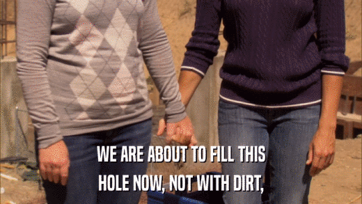 WE ARE ABOUT TO FILL THIS HOLE NOW, NOT WITH DIRT, 