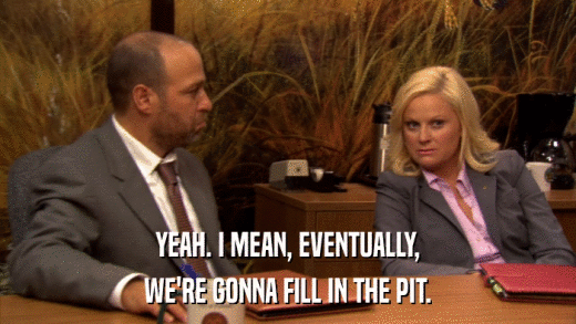 YEAH. I MEAN, EVENTUALLY, WE'RE GONNA FILL IN THE PIT. 