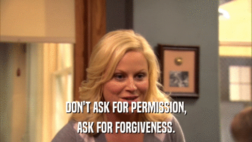 DON'T ASK FOR PERMISSION, ASK FOR FORGIVENESS. 