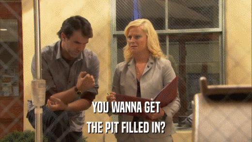 YOU WANNA GET THE PIT FILLED IN? 