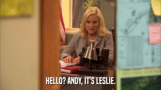 HELLO? ANDY, IT'S LESLIE.  