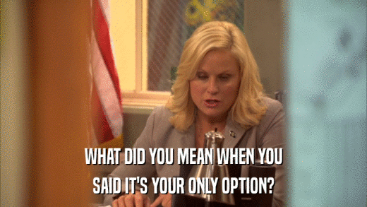 WHAT DID YOU MEAN WHEN YOU SAID IT'S YOUR ONLY OPTION? 
