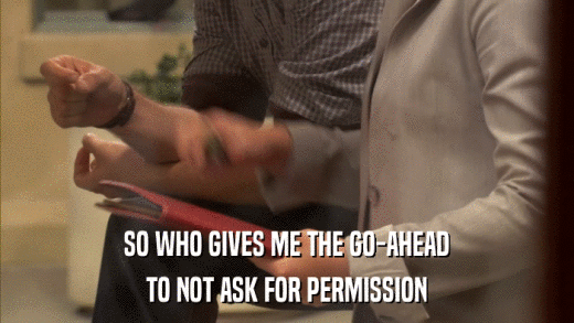 SO WHO GIVES ME THE GO-AHEAD TO NOT ASK FOR PERMISSION 