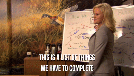 THIS IS A LIST OF THINGS WE HAVE TO COMPLETE 