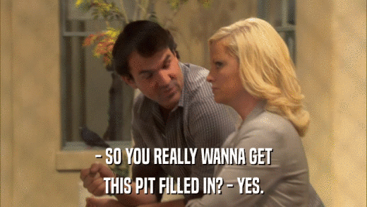 - SO YOU REALLY WANNA GET THIS PIT FILLED IN? - YES. 