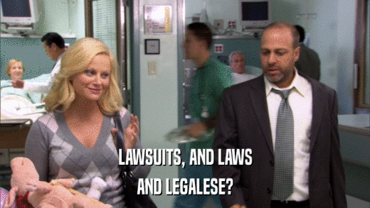LAWSUITS, AND LAWS AND LEGALESE? 