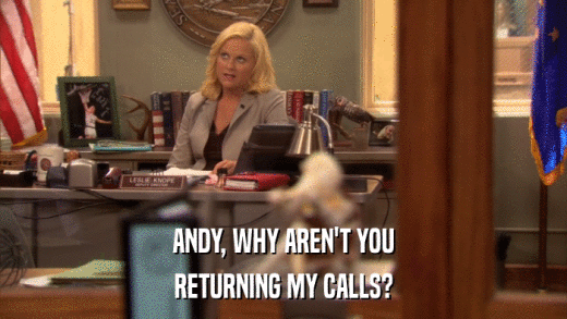 ANDY, WHY AREN'T YOU RETURNING MY CALLS? 